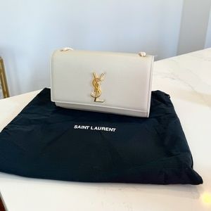 Off White YSL Kate In Grain De Poudre Embossed Leather Bag